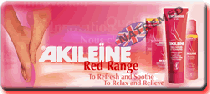 The Akileine Red range of foot crèmes and balms are formulated to decongest and soothe tired, swollen feet inflamed by walking, heat or tight shoes. They provide a pleasant sensation, freshness and enhance blood circulation.